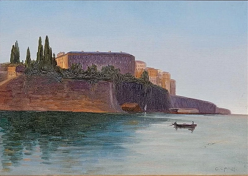 Paesaggio costiero alla luce della sera